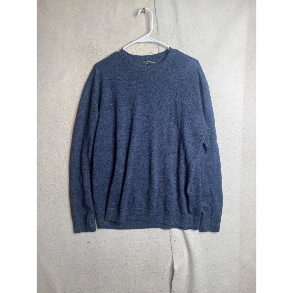 Hart Schaffner Marx Mens XL Blue Extra Fine Merino Wool Crewneck Sweater Heather